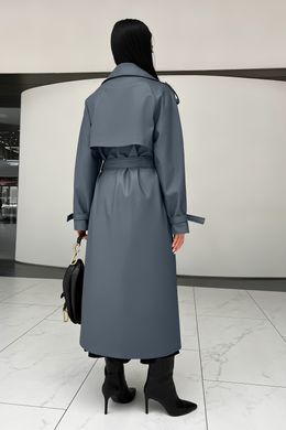 Довгий сірий тренч екошкіра Jadone Fashion